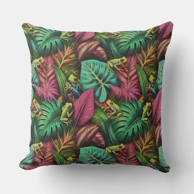 Tree Frog Dreams Seamless Surface Pattern Cushion (Front)