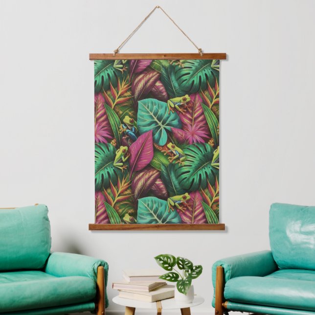 Tree Frog Dreams Seamless Surface Pattern Hanging Tapestry (Living Room)