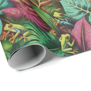 Tree Frog Dreams Seamless Surface Pattern Wrapping Paper