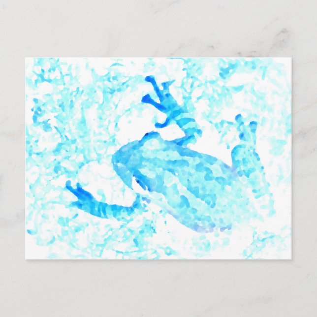 tree frog invert blue white moss animal design postcard (Front)
