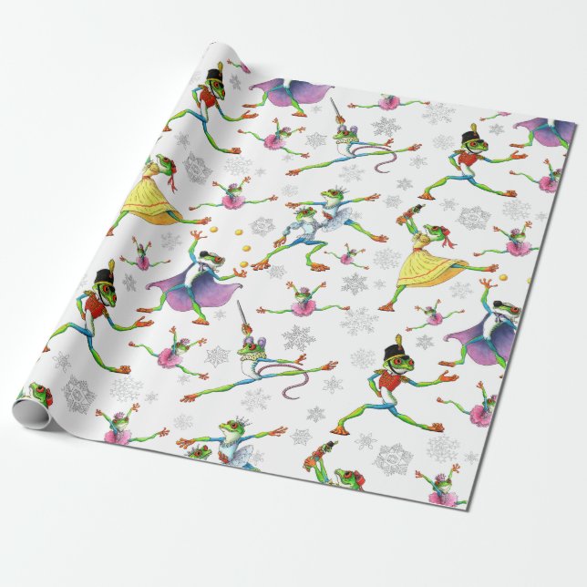 Tree Frog Nutcracker Ballet Wrapping Paper (Unrolled)