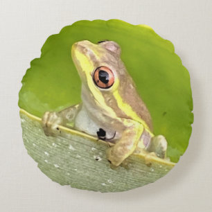 Tree Frog on Pineapple Plant Throw Pillow