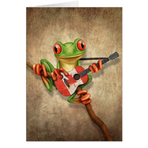 Tree Frog Playing Canadian Flag Guitar