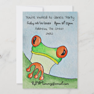 Tree Frog Watercolor Invitation