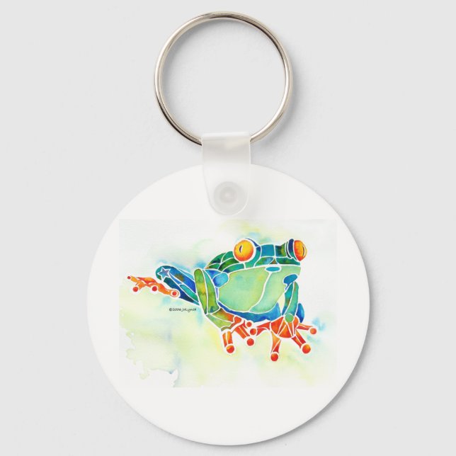 Tree Frog Whimsical Green Key Ring (Front)