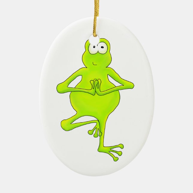 Tree Frog Yoga Tree Pose Ornament (Front)