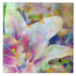 Tree Frogs and Lilies Tile