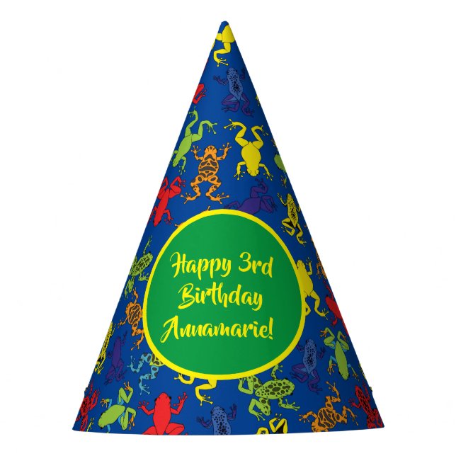 Tree Frogs Kids Birthday Cute Party Hat (Front)