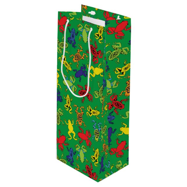 Tree Frogs Kids Birthday Cute Wine Gift Bag (Front Angled)