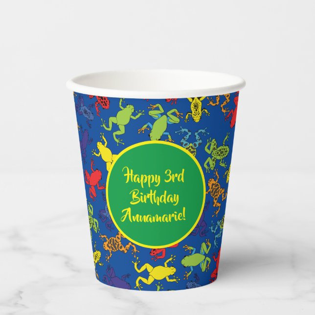 Tree Frogs Kids Birthday Paper Cups (Front)