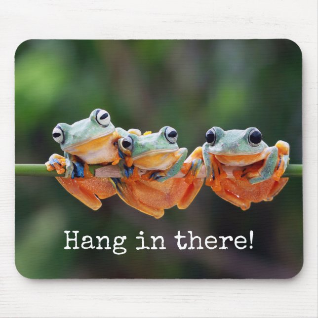 Tree Frogs Trio - Hang in There Mouse Mat (Front)