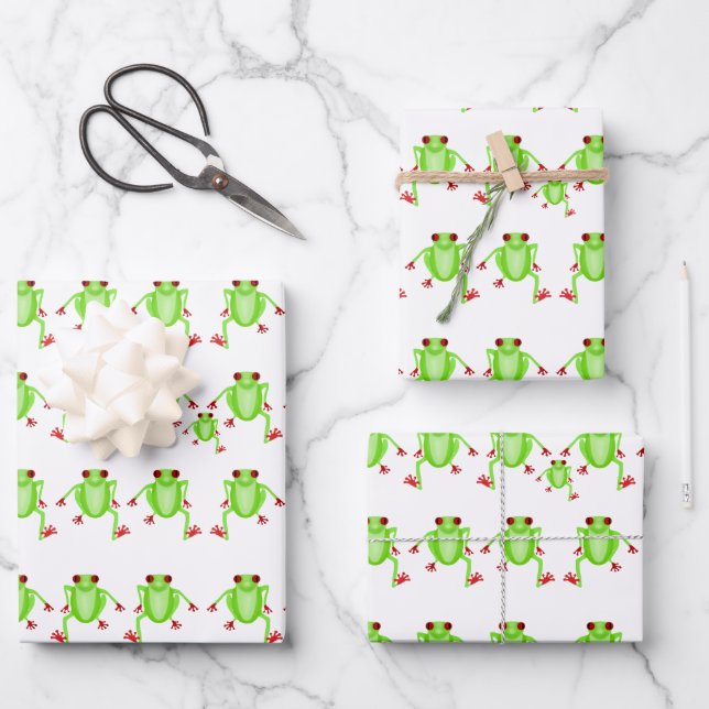 Tree Frogs Wrapping Paper Sheets (Front)