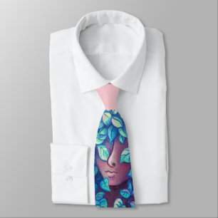 Tree Girl Surreal Painting Tie