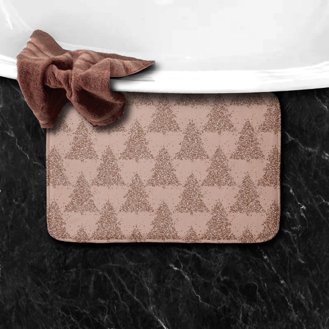 Tree Glam Decor | Copper Rose Gold Sparkle Pattern Bath Mat (Creator Uploaded)
