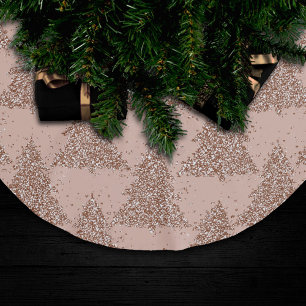 Tree Glam Decor   Copper Rose Gold Sparkle Pattern Brushed Polyester Tree Skirt
