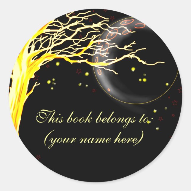 Tree, glowing with fireflies classic round sticker (Front)
