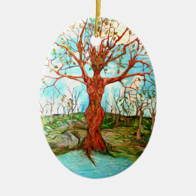 Tree Goddess Ceramic Tree Decoration (Front)