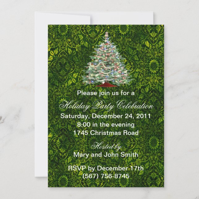 Tree Green Christmas Party Invitations (Front)
