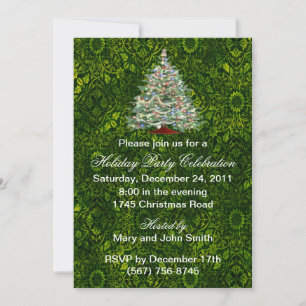 Tree Green Christmas Party Invitations