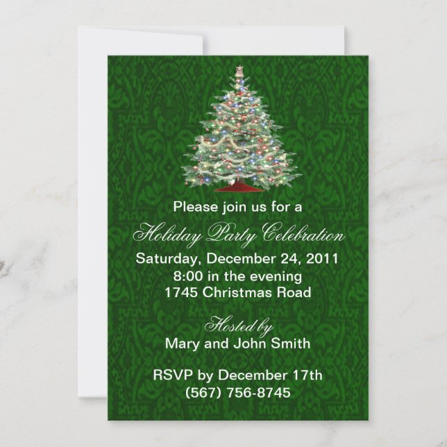 Tree Green Holiday Party Invitations (Front)