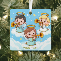 Tree Guardian Angels playing trumpets 