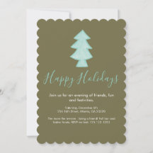 Tree Hand Sketched Holiday Card Invite