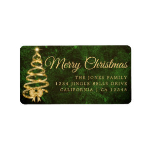 Tree Happy Holidays Green Return Address Label