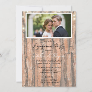 Tree Heart Gradient Photo Engagement Party Invitation