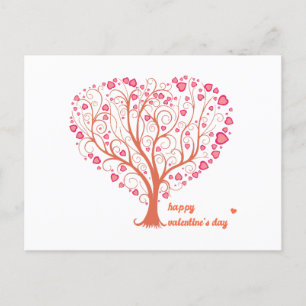 Tree Heart Happy Valentine Day Holiday Postcard