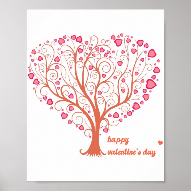 Tree Heart Happy Valentine Day Poster (Front)