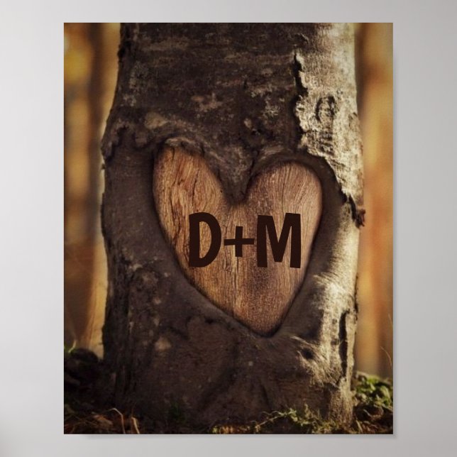 Tree Heart With Customisable Initials Poster (Front)