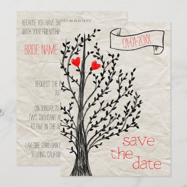 Tree & Hearts Invitation (Front/Back)