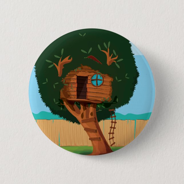 Tree house 6 cm round badge (Front)