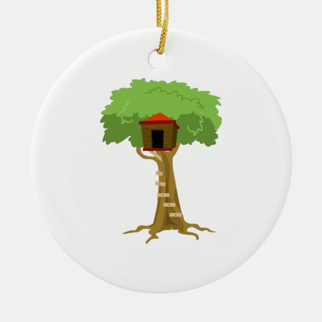 Tree House Ceramic Tree Decoration (Front)