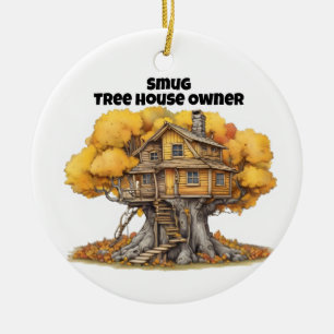 tree house in aspen tree ceramic tree decoration