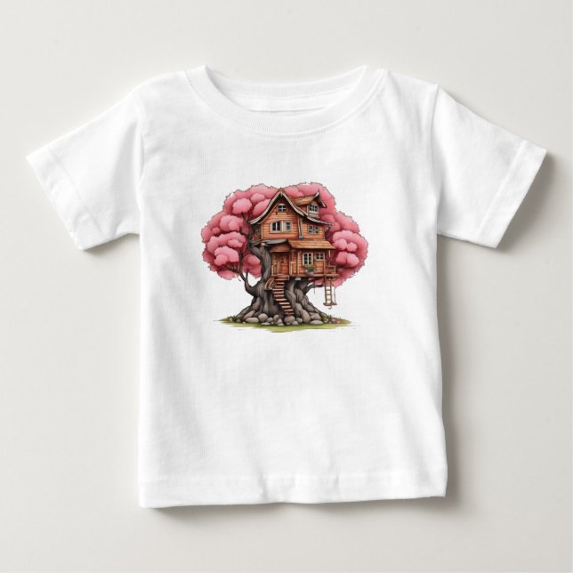 Tree house in cherry tree baby T-Shirt (Front)