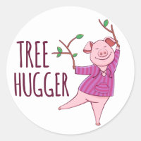 Tree Hugger Cute Hippy Pig