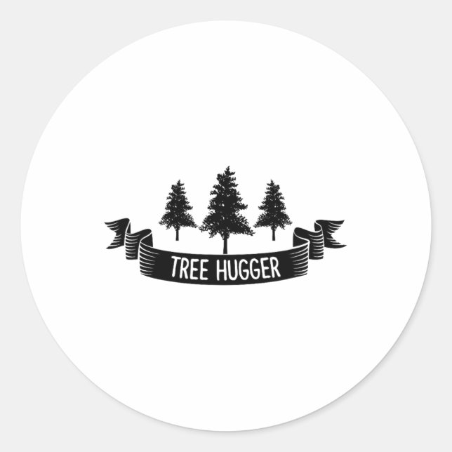 Tree Hugger Earth Day  Classic Round Sticker (Front)