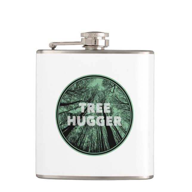 Tree Hugger Green Hip Flask (Front)