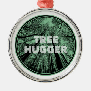 Tree Hugger Green Metal Tree Decoration