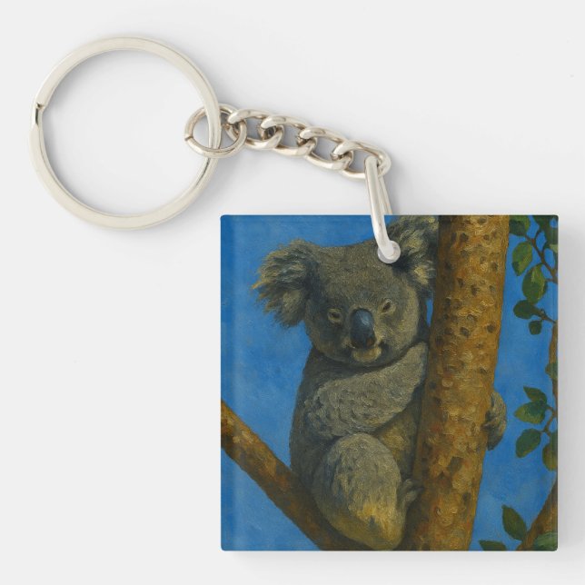 Tree Hugger – Koala in the Canopy Key Ring (Front)