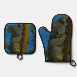 Tree Hugger – Koala in the Canopy Oven Mitt & Pot Holder Set