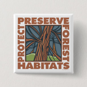 Tree Hugger, Protect Forests 15 Cm Square Badge