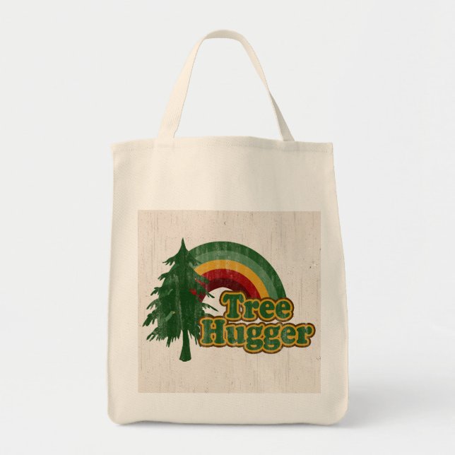 Tree Hugger Reusable Shopping Tote Bag (Front)