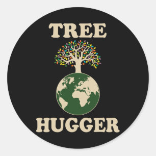 Tree Hugger Vintage Retro Nature Environmental Ear Classic Round Sticker