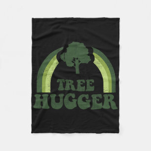 Tree Hugger Vintage Retro Nature Environmental Ear Fleece Blanket