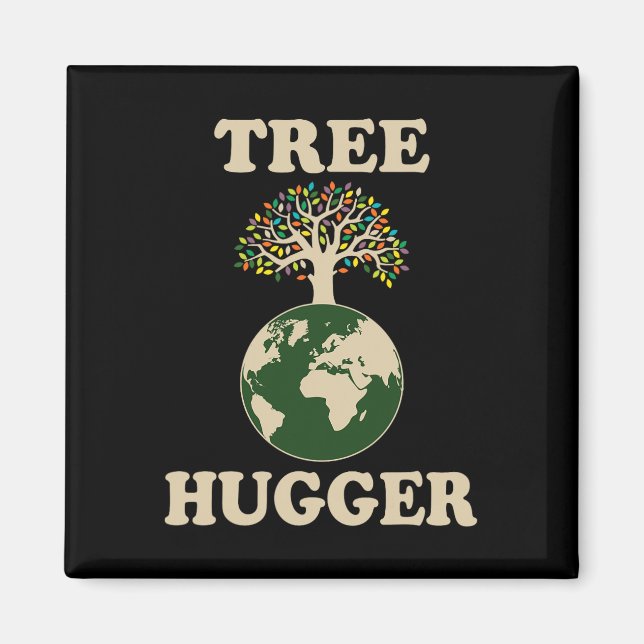Tree Hugger Vintage Retro Nature Environmental Ear Magnet (Front)