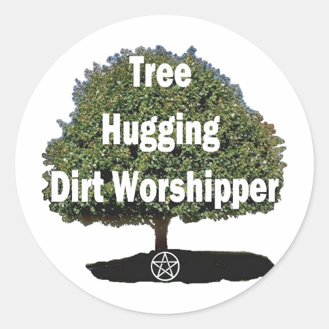 tree hugging classic round sticker (Front)