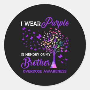 Tree I Wear Purple Memory Of Brother Overdose Awar Classic Round Sticker