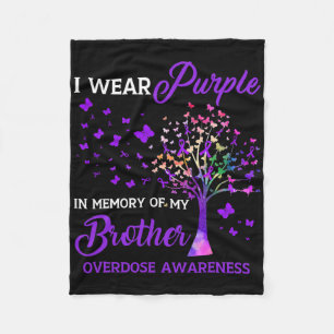 Tree I Wear Purple Memory Of Brother Overdose Awar Fleece Blanket